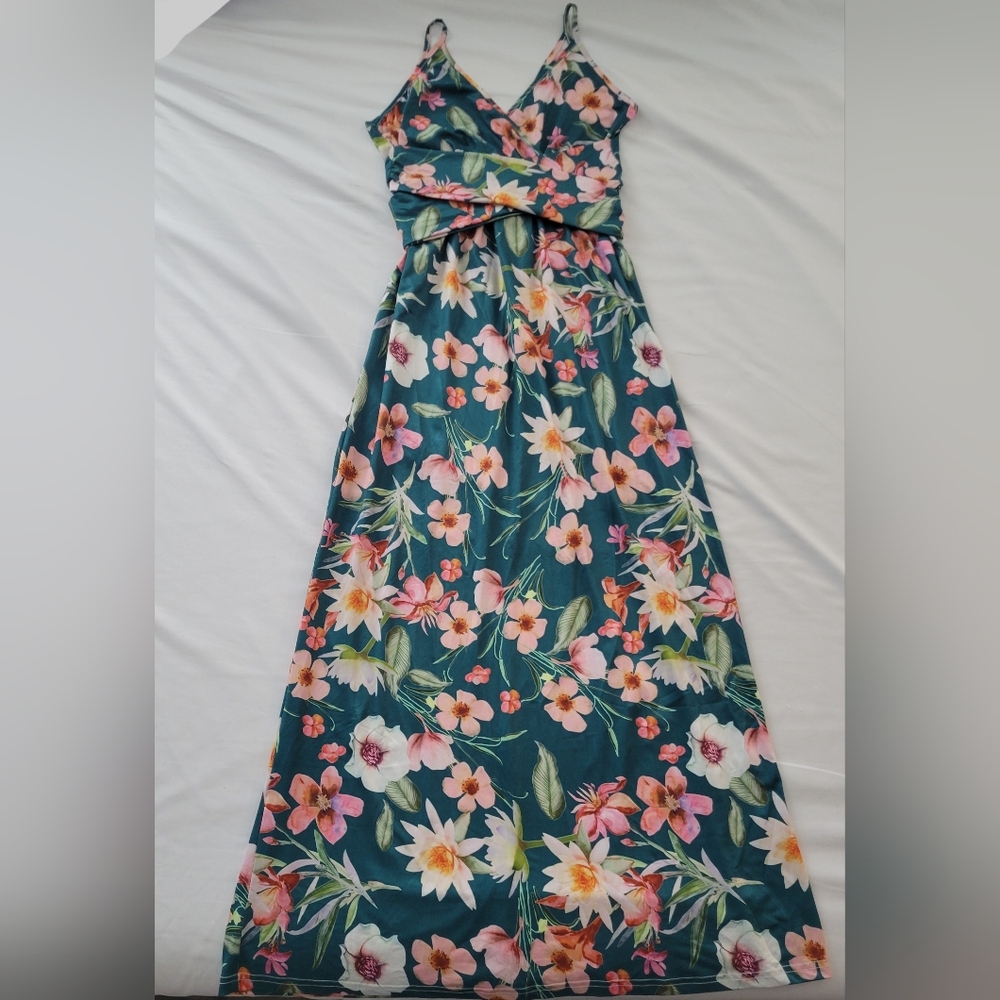 Beatiful Green Floral Maxi Dress